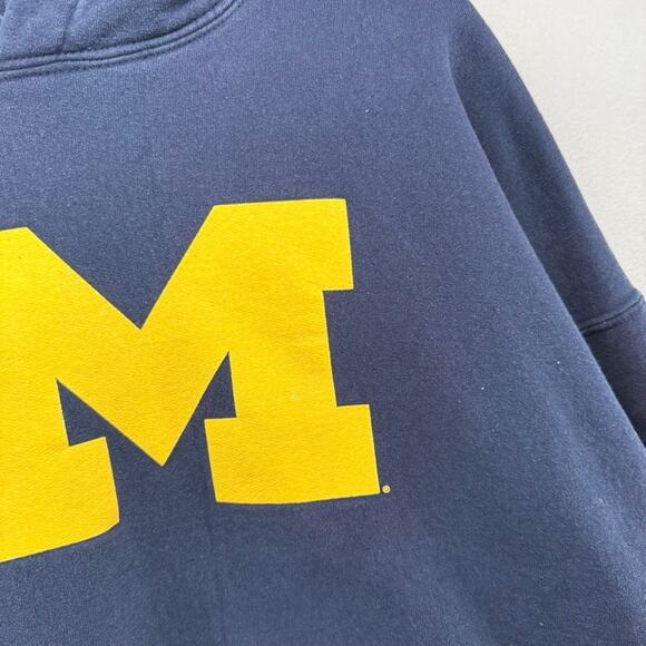 Vintage Michigan Wolverines Hoodie Men's 2XL Blue Graphic Sweatshirt Center - Picture 3 of 12
